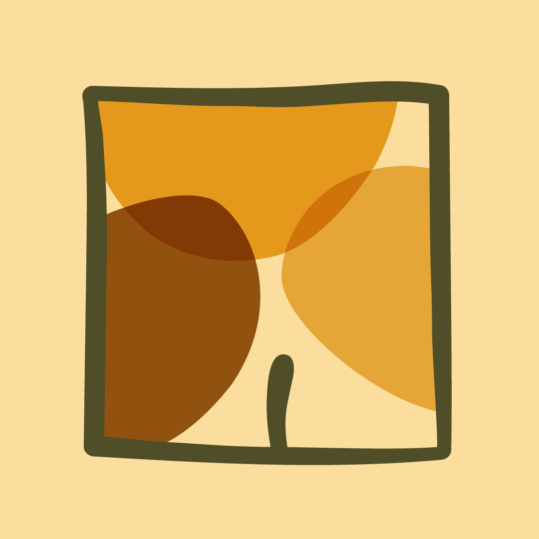 Logo da Trevo Amarelo Produções - Um quadrado com formas orgânicas em tons de amarelo e marrom